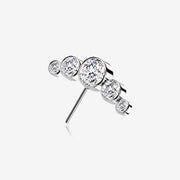 14 Karat White Gold OneFit Threadless Journey Bubble Sparkle Front Facing Part