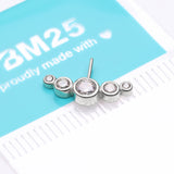 Detail View 2 of 14 Karat White Gold OneFit Threadless Journey Bubble Sparkle Front Facing Part-Clear Gem