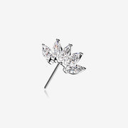 14 Karat White Gold OneFit Threadless Brilliant Marquise Sparkle Flower Front Facing Part