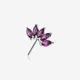 14 Karat White Gold OneFit Threadless Brilliant Marquise Sparkle Flower Front Facing Part