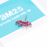 Detail View 2 of 14 Karat White Gold OneFit Threadless Brilliant Marquise Sparkle Flower Front Facing Part-Red