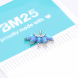 Detail View 2 of 14 Karat White Gold OneFit Threadless Brilliant Marquise Fire Opal Flower Front Facing Part-Blue Opal