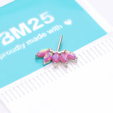 Detail View 2 of 14 Karat White Gold OneFit Threadless Brilliant Marquise Fire Opal Flower Front Facing Part-Pink Opal