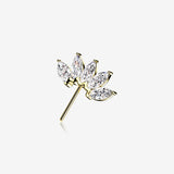 14 Karat Gold OneFit  Threadless Brilliant Marquise Sparkle Flower Front Facing Part