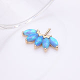 Detail View 1 of 14 Karat Gold OneFit Threadless Brilliant Marquise Fire Opal Flower Front Facing Part-Blue Opal
