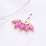 Detail View 1 of 14 Karat Gold OneFit Threadless Brilliant Marquise Fire Opal Flower Front Facing Part-Pink Opal