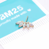 Detail View 2 of 14 Karat Gold OneFit Threadless Brilliant Marquise Fire Opal Flower Front Facing Part-White Opal