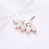 Detail View 1 of 14 Karat Gold OneFit Threadless Brilliant Marquise Fire Opal Flower Front Facing Part-White Opal
