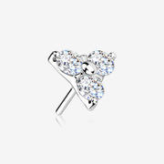 14 Karat White Gold OneFit Threadless Trinity Sparkle Triangle Top Part