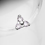 Detail View 1 of 14 Karat White Gold OneFit Threadless Trinity Sparkle Triangle Top Part-Clear Gem
