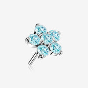 14 Karat White Gold OneFit Threadless Spring Flower Sparkle Top Part