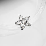 Detail View 1 of 14 Karat White Gold OneFit Threadless Spring Flower Sparkle Top Part-Clear Gem