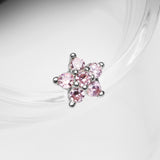 Detail View 1 of 14 Karat White Gold OneFit Threadless Spring Flower Sparkle Top Part-Pink