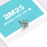 Detail View 2 of 14 Karat Gold OneFit Threadless Spring Flower Sparkle Top Part-Aqua