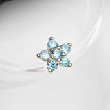 Detail View 1 of 14 Karat Gold OneFit Threadless Spring Flower Sparkle Top Part-Aqua