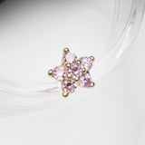 Detail View 1 of 14 Karat Gold OneFit Threadless Spring Flower Sparkle Top Part-Pink