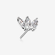 14 Karat White Gold OneFit Threadless Triple Marquise Sparkle Flower Top Part