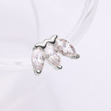 Detail View 1 of 14 Karat White Gold OneFit Threadless Triple Marquise Sparkle Flower Top Part-Clear Gem