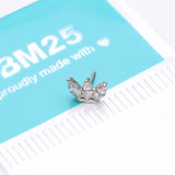 Detail View 3 of 14 Karat White Gold OneFit Threadless Triple Marquise Sparkle Flower Top Part-Clear Gem