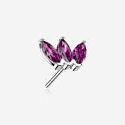 14 Karat White Gold OneFit Threadless Triple Marquise Sparkle Flower Top Part
