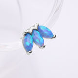 Detail View 1 of 14 Karat White Gold OneFit Threadless Triple Marquise Fire Opal Flower Top Part-Blue Opal