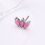 Detail View 2 of 14 Karat White Gold OneFit Threadless Triple Marquise Fire Opal Flower Top Part-Pink Opal