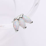 Detail View 1 of 14 Karat White Gold OneFit Threadless Triple Marquise Fire Opal Flower Top Part-White Opal