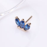 Detail View 2 of 14 Karat Gold OneFit Threadless Triple Marquise Sparkle Flower Top Part-Blue