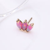 Detail View 2 of 14 Karat Gold OneFit Threadless Triple Marquise Fire Opal Flower Top Part-Pink Opal