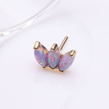 Detail View 2 of 14 Karat Gold OneFit Threadless Triple Marquise Fire Opal Flower Top Part-Purple Opal