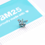 Detail View 3 of 14 Karat White Gold OneFit Threadless Dainty Butterfly Sparkle Top Part-Aqua