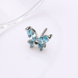 Detail View 2 of 14 Karat White Gold OneFit Threadless Dainty Butterfly Sparkle Top Part-Aqua