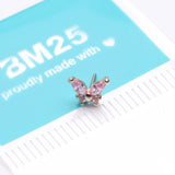 Detail View 3 of 14 Karat Gold OneFit Threadless Dainty Butterfly Sparkle Top Part-Pink