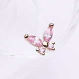 Detail View 1 of 14 Karat Gold OneFit Threadless Dainty Butterfly Sparkle Top Part-Pink