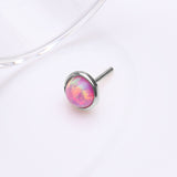 Detail View 2 of 14 Karat White Gold OneFit Threadless Bezel Fire Opal Top Part-Pink Opal