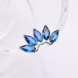 Detail View 1 of 14 Karat White Gold OneFit Threadless Brilliant Marquise Sparkle Flower Top Part-Blue