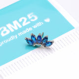 Detail View 3 of 14 Karat White Gold OneFit Threadless Brilliant Marquise Sparkle Flower Top Part-Blue