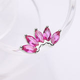 Detail View 1 of 14 Karat White Gold OneFit Threadless Brilliant Marquise Sparkle Flower Top Part-Red