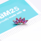 Detail View 3 of 14 Karat White Gold OneFit Threadless Brilliant Marquise Sparkle Flower Top Part-Red