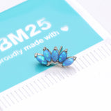 Detail View 3 of 14 Karat White Gold OneFit Threadless Brilliant Marquise Fire Opal Flower Top Part-Blue Opal