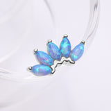 Detail View 1 of 14 Karat White Gold OneFit Threadless Brilliant Marquise Fire Opal Flower Top Part-Blue Opal