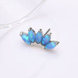 Detail View 2 of 14 Karat White Gold OneFit Threadless Brilliant Marquise Fire Opal Flower Top Part-Blue Opal