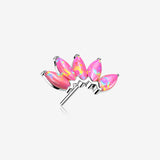14 Karat White Gold OneFit Threadless Brilliant Marquise Fire Opal Flower Top Part