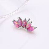 Detail View 2 of 14 Karat White Gold OneFit Threadless Brilliant Marquise Fire Opal Flower Top Part-Pink Opal