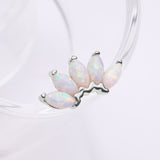 Detail View 1 of 14 Karat White Gold OneFit Threadless Brilliant Marquise Fire Opal Flower Top Part-White Opal