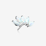 14 Karat White Gold OneFit Threadless Brilliant Marquise Fire Opal Flower Top Part