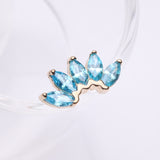 Detail View 1 of 14 Karat Gold OneFit Threadless Brilliant Marquise Sparkle Flower Top Part-Aqua