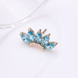 Detail View 2 of 14 Karat Gold OneFit Threadless Brilliant Marquise Sparkle Flower Top Part-Aqua