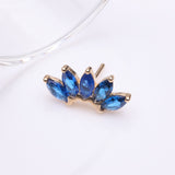 Detail View 2 of 14 Karat Gold OneFit Threadless Brilliant Marquise Sparkle Flower Top Part-Blue