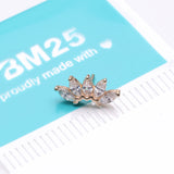 Detail View 3 of 14 Karat Gold OneFit Threadless Brilliant Marquise Sparkle Flower Top Part-Clear Gem